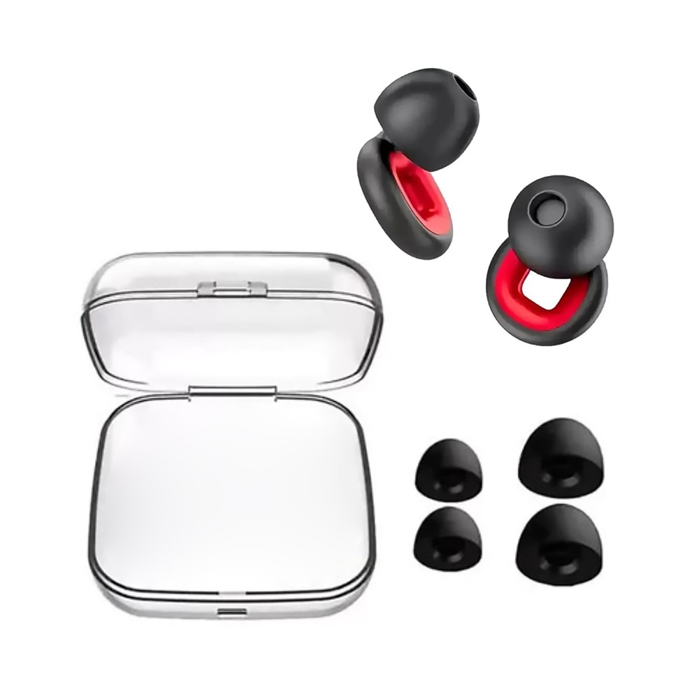Sleeping & Motorcycle Use 24dB Noise Cancelling Ear Plugs Reusable Black Red
