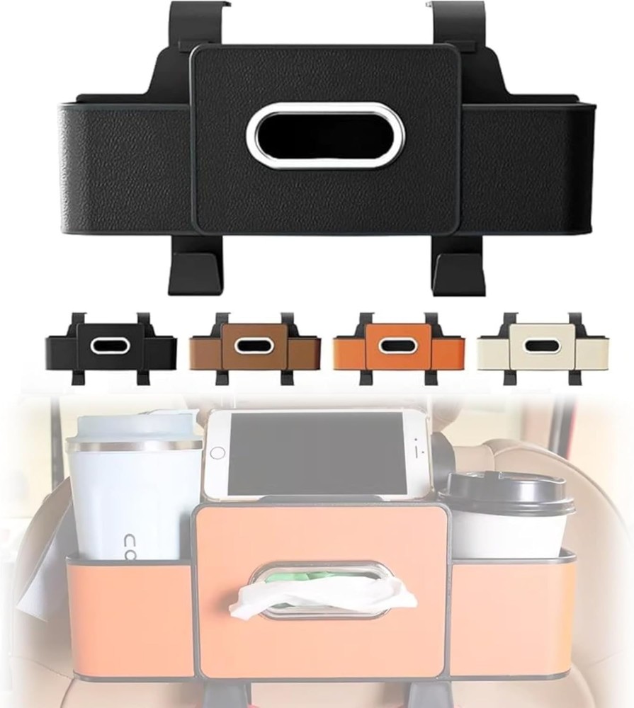 Multi-functional 3in1 Car Backseat Organizer with Cup Holder,Tissue Box,and Hook