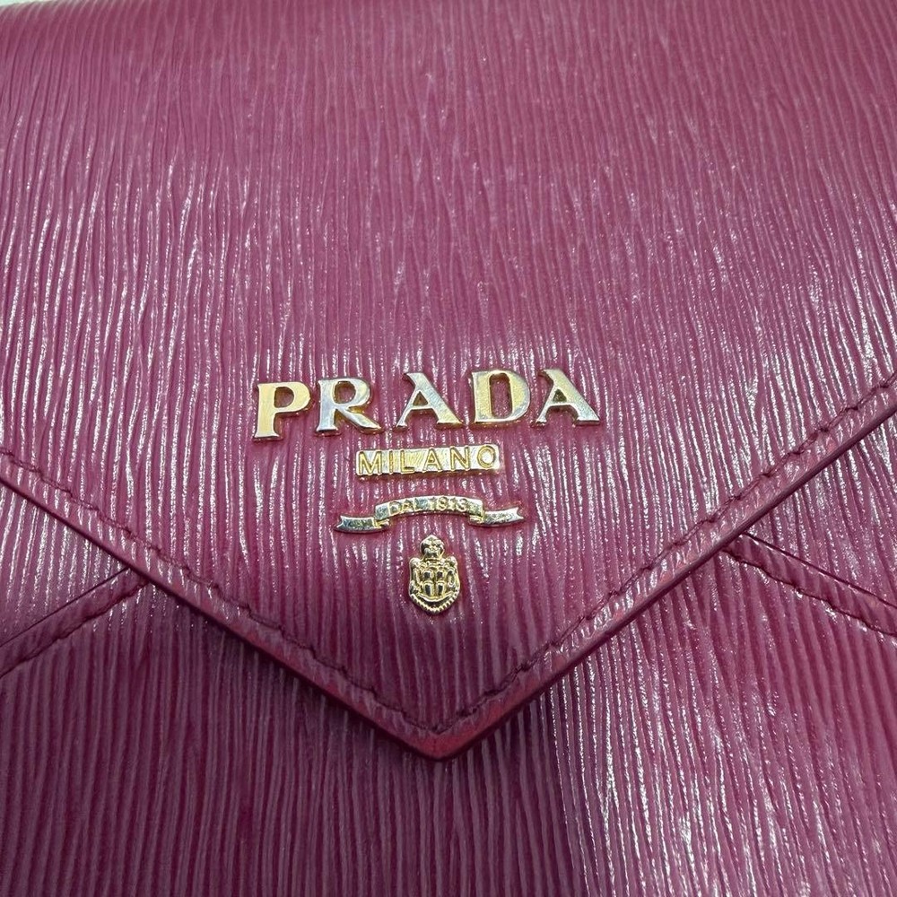 PRADA Pink Solid Folding Wallet for Women excellent gift