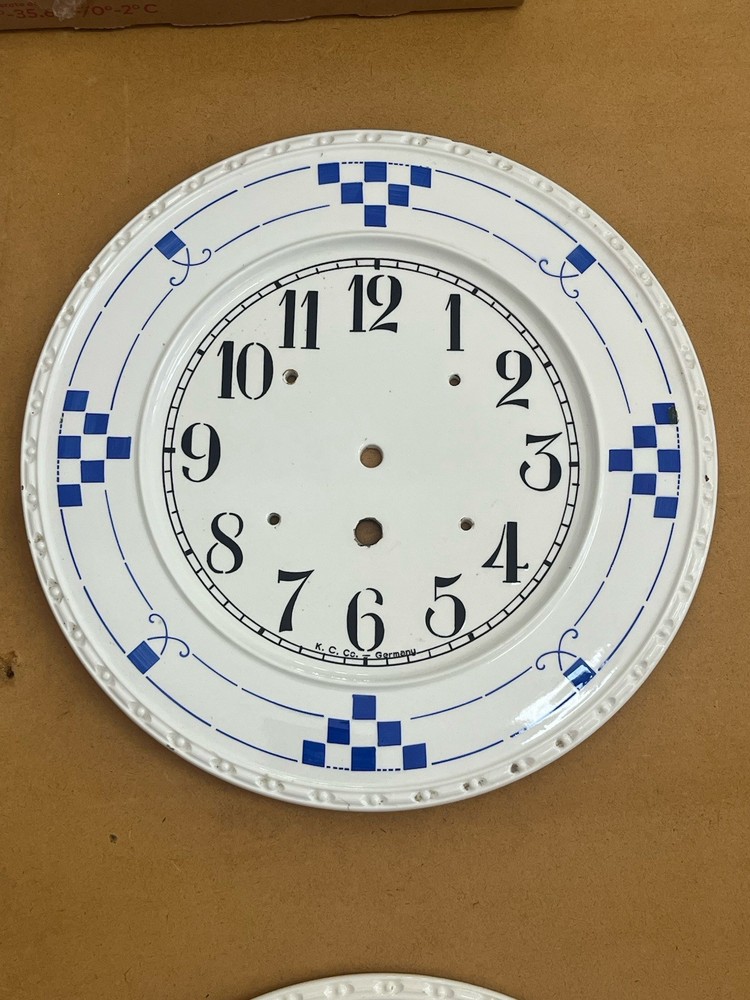 K.C. Co Germany Ceramic Round Wall Clock Plate  11 1/2"  blue