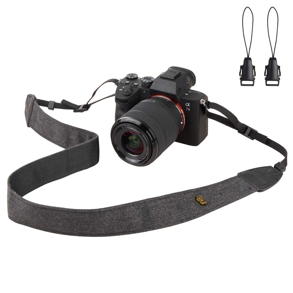 WANBY Camera Strap Black Canvas Neck Shoulder with Quick Black,