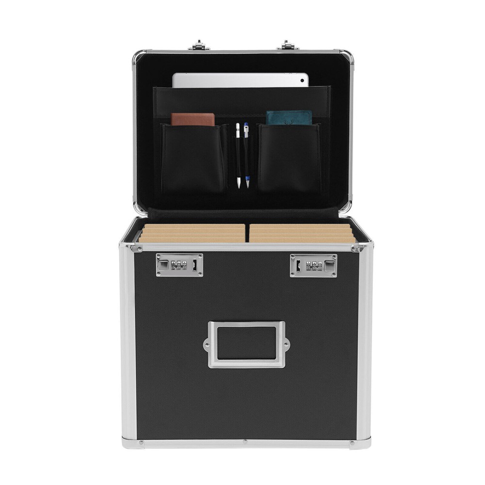Portable Locking File Organizer Box for Home & Office Storage