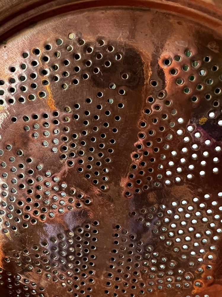 Vintage Copper Strainer with Hanging Loop 10” Diameter
