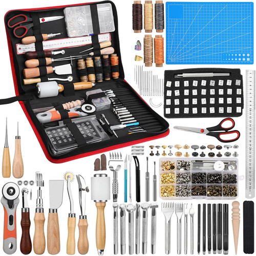 SOCNITC Leather Craft Tools, Working Kit with Snaps and Rivets Size 2