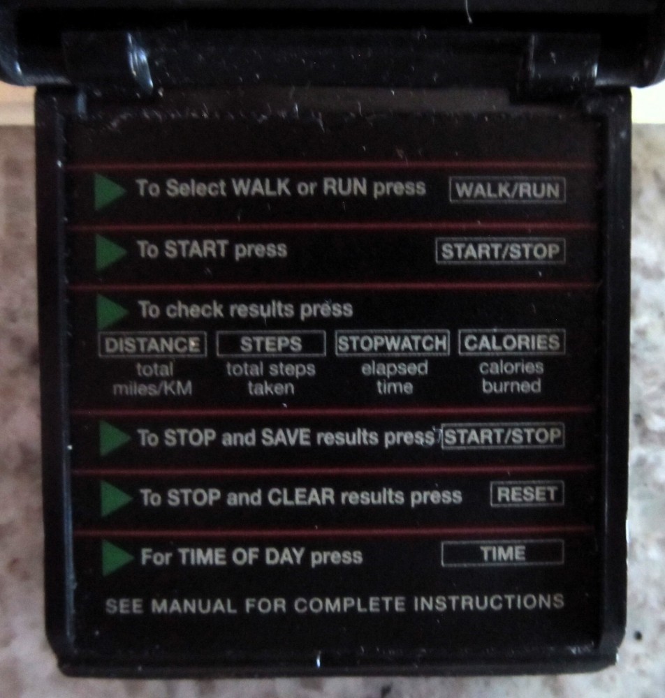 Vintage Precise Black Running & Jogging Electronic Pedometer (uses 386 battery)