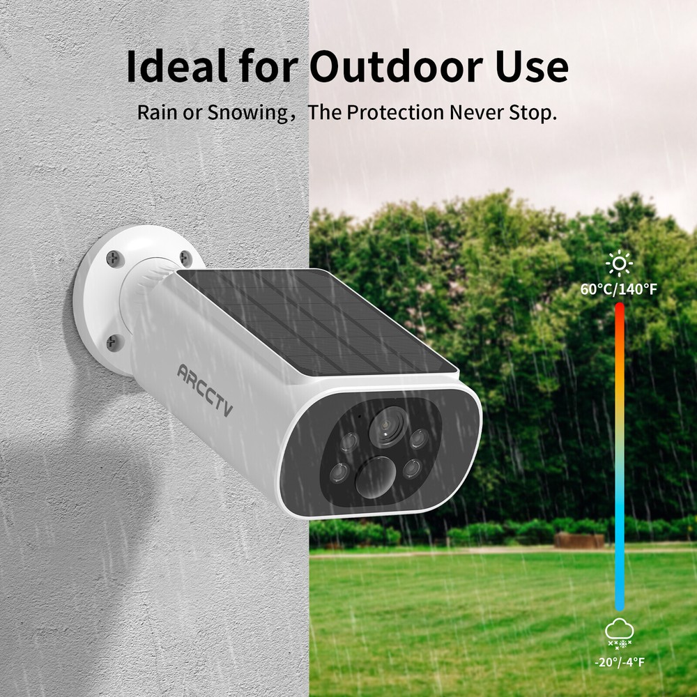 ARCCTV 4MP Solar Security Camera System Wireless Outdoor Cameras Battery Powered