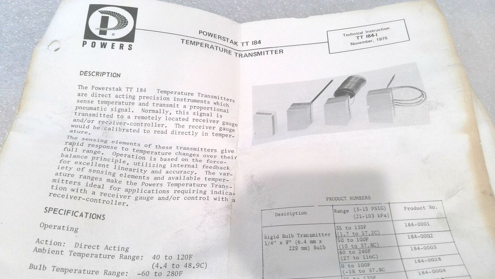 SIEMENS POWERS 184-0084 TEMPERATURE TRANSMITTER, RANGE: 35-135