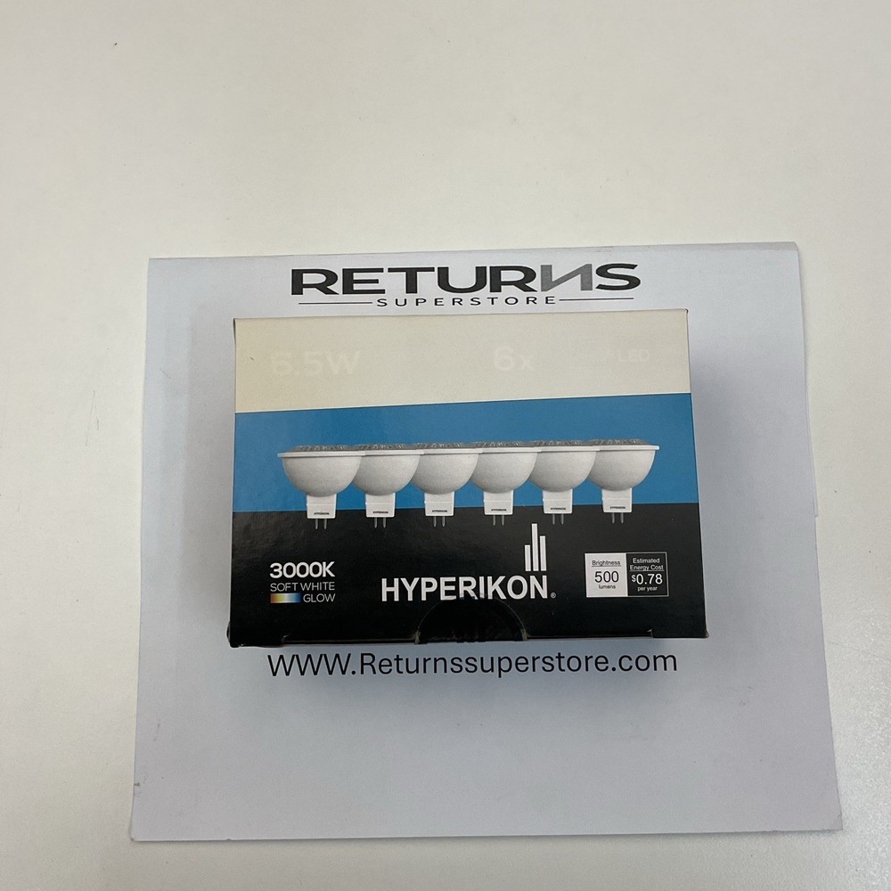 Hyperikon MR16 LED 6.5W, Bi-Pin Base Spotlight Bulb, 3000K Soft White - 6 PACK