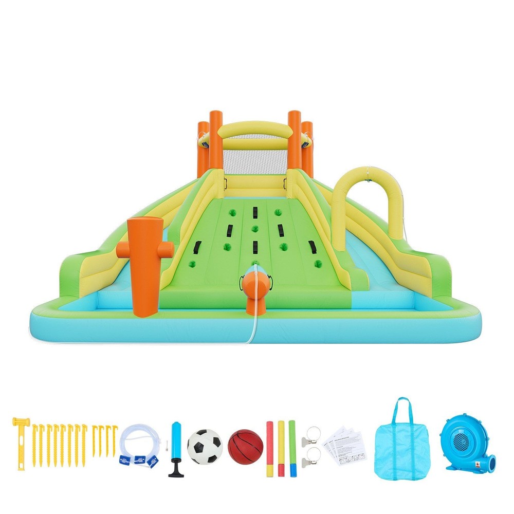 Inflatable Backyard Playset: Bounce Zone, Water Slide, Splash Pool & Mini Soccer