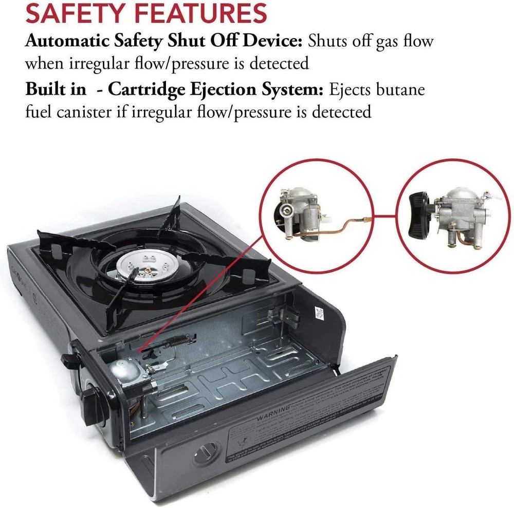 Gas One Portable Butane Camping Stove with Case: Automatic Ignition, Precise