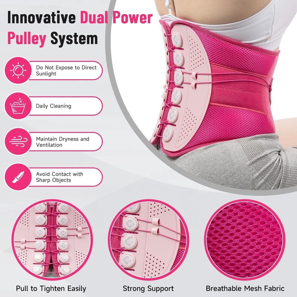 KKH Back Support Brace with Adjustable Pulley System, Ergonomic Back Brace fo...