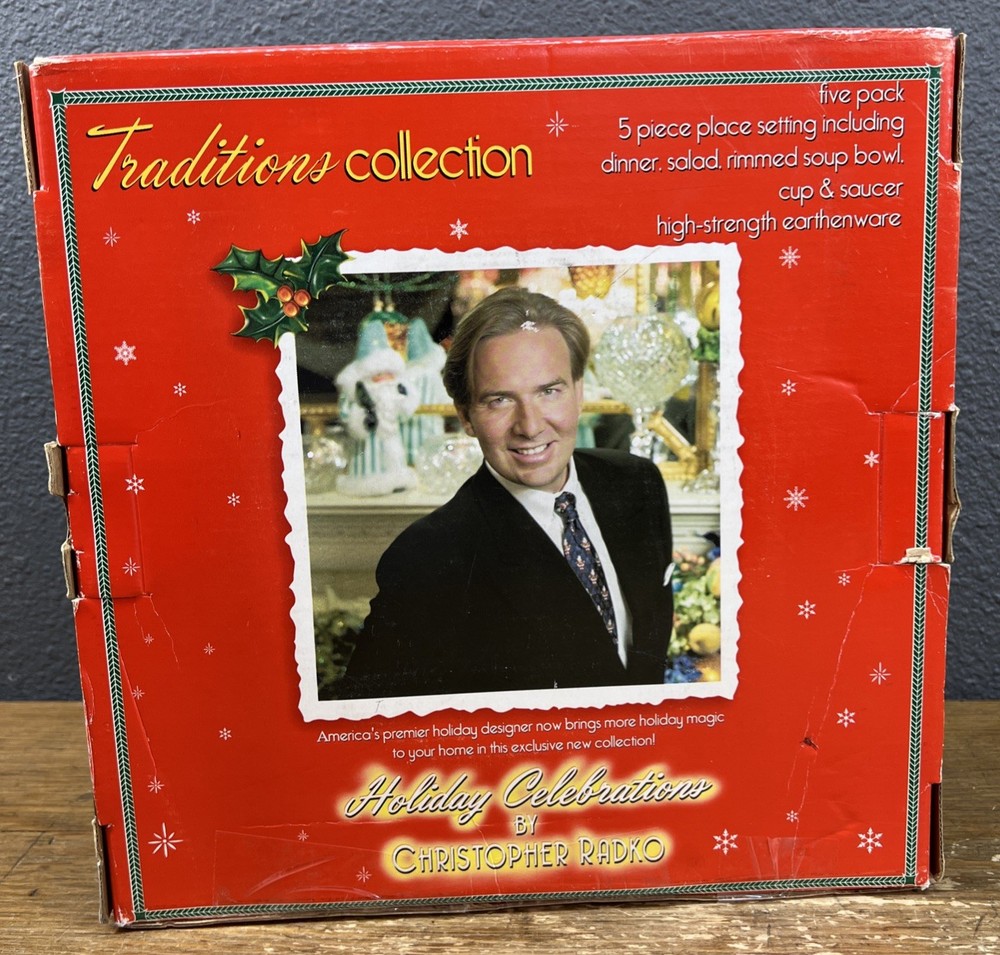NIB Christopher Radko Holiday Celebrations 5-Piece Setting Dinnerware Christmas