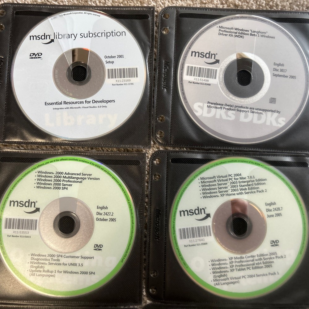 Lot of MSDN Microsoft Developer Discs Library and Cases Longhorn And 2000