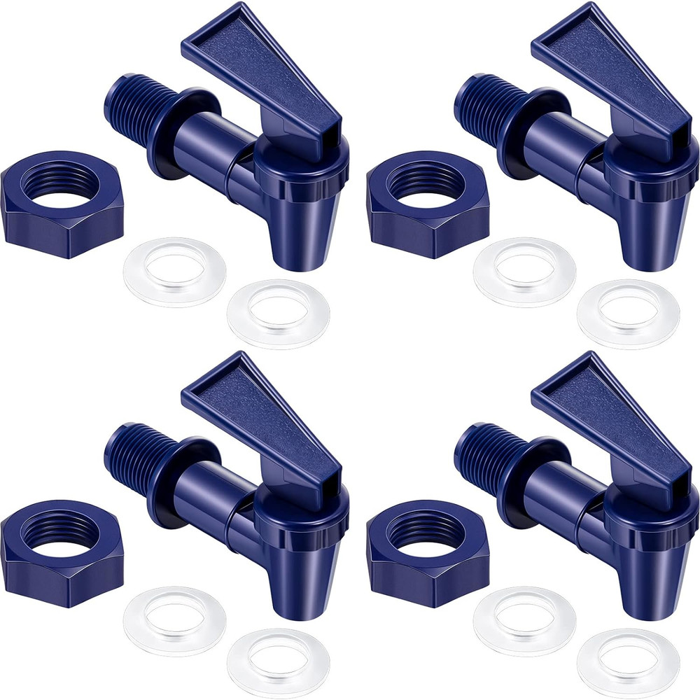 4 Replacement Cooler Faucets, Reusable Spigots for Water Jugs, Deep Blue