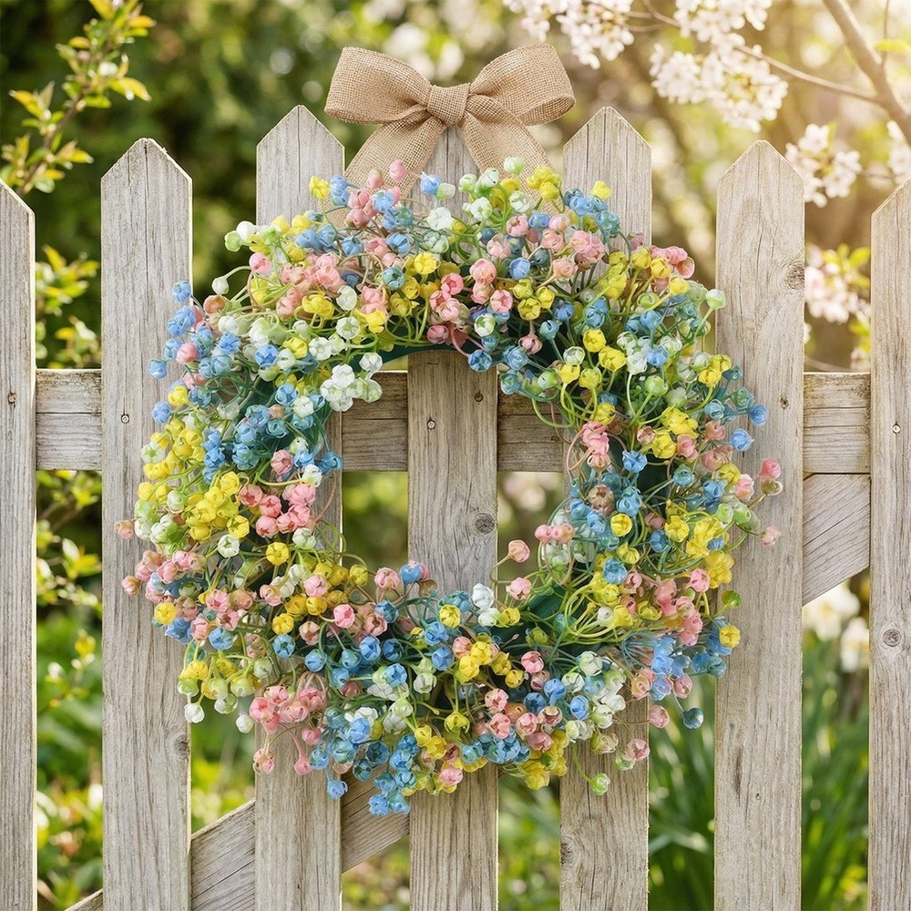 Artificial Wreath for Easter Spring Decor with Plastic Eucalyptus Leaves