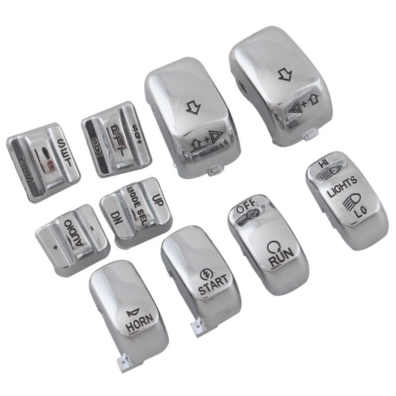 10pcs Chrome Hand Control Switch Button Covers For Harley Electra Glide FLHTCU