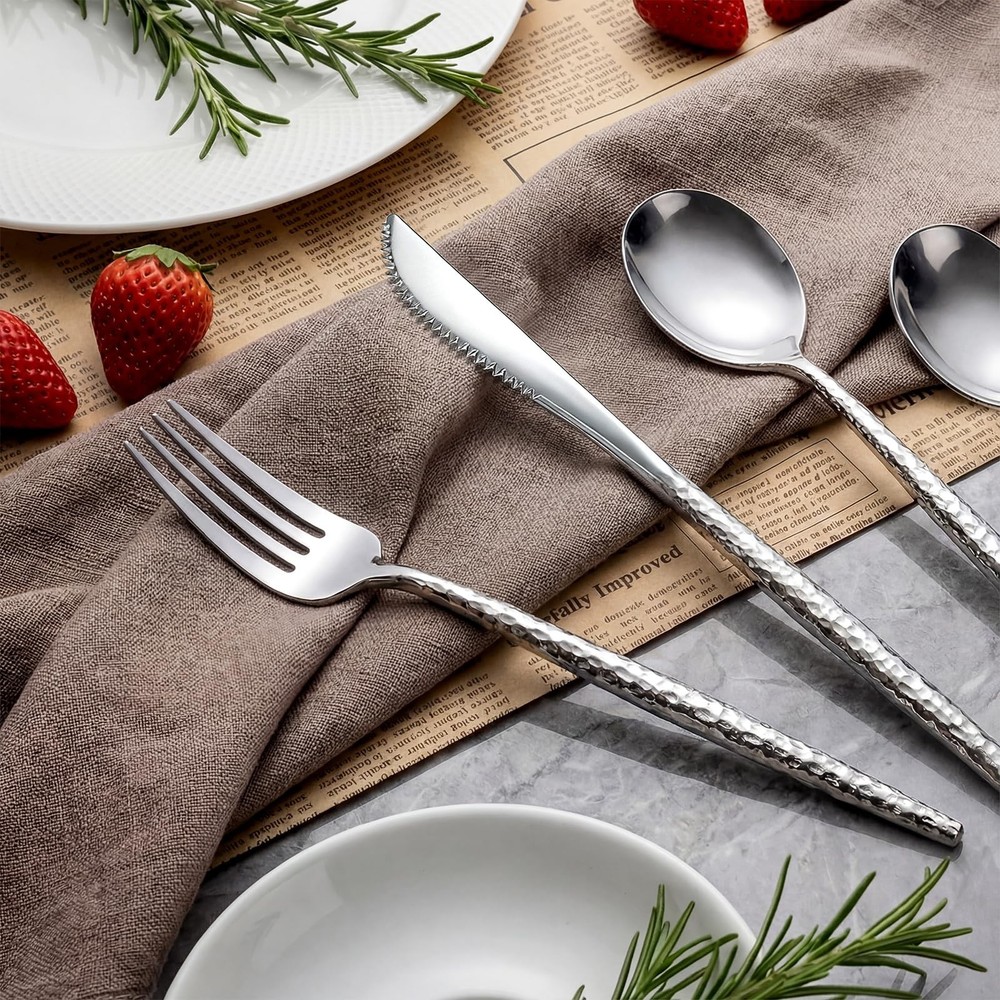 WILLIFE 120 Pcs Silver Plastic Silverware - Heavy Duty Plastic Silverware Inc...