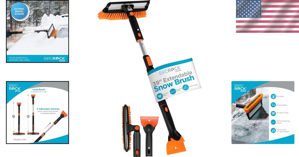 Winter Car Care Kit: Extendable Snow Brush & Ice Scraper