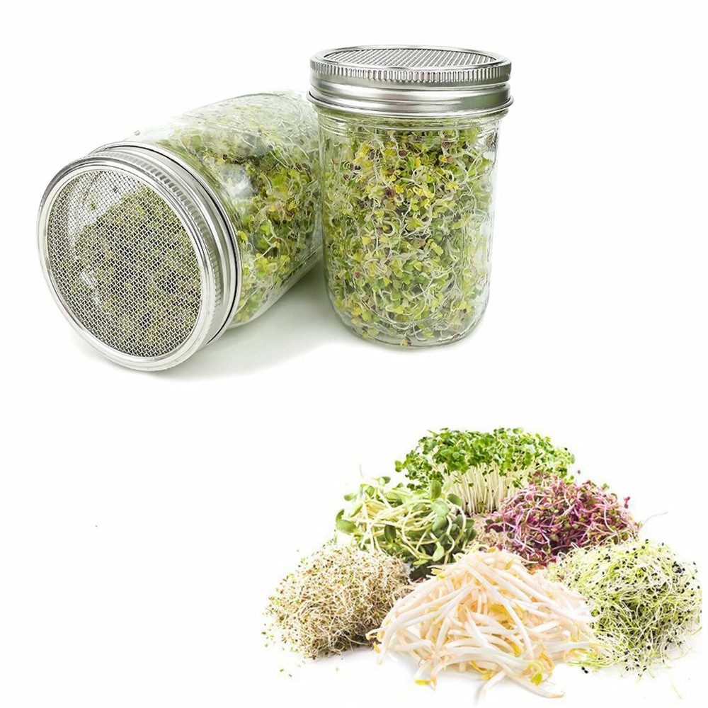 5 Steel Sprouting Lids Mesh Screen Strainer Filter Cap For Mason Jar Bottle