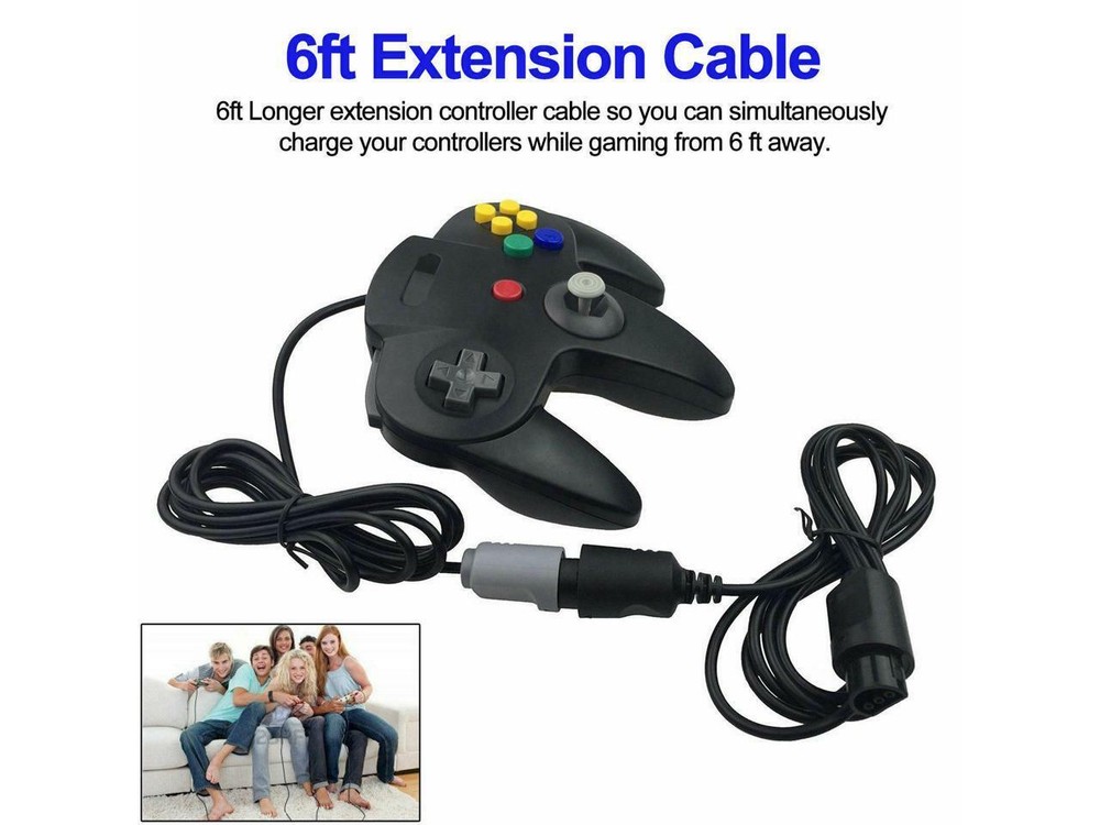 4 Pack 6FT N64 Controller Extension Cable N64 Gamepad Cord for 64 Controller