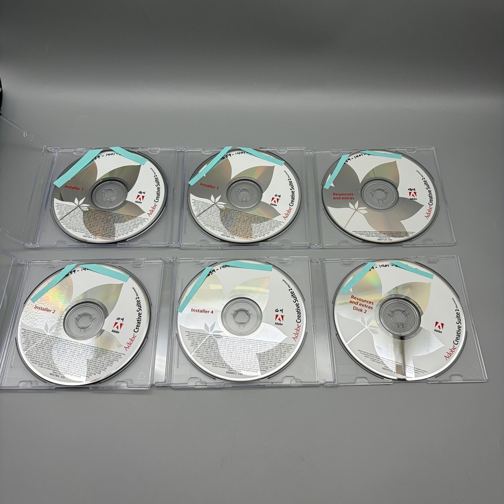 Vintage 2005 Adobe Creative Suite 2 Macintosh 6 CD-ROM Software Discs Mac