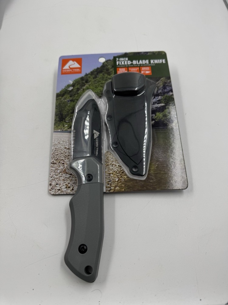 (5) Ozark Trail 7” Fixed Blade Knife w/ Black Polypropylene Handle & Sheath