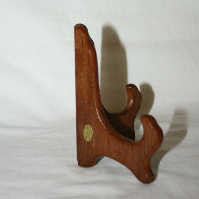 4" Hinged Teak Finish Display Easel