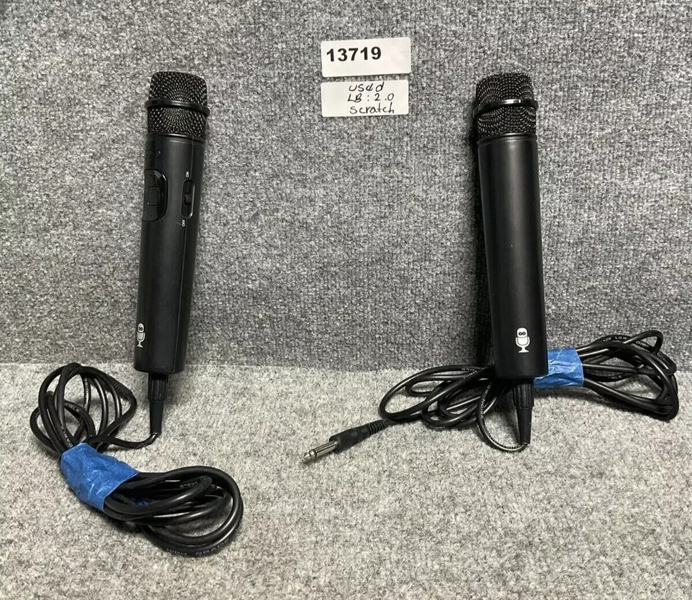 Singing Machine Karaoke Microphone Pair 🎤 Wired Handheld Black Color