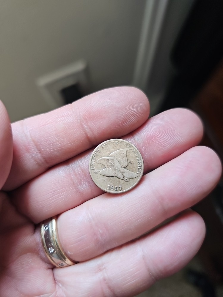 1857 Flying Eagle Cent - Rich Front & Back, F+ Details