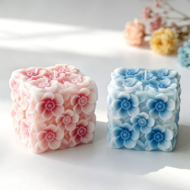 Decorative Square Flower Silicone Mould For Baking And Craft Projects