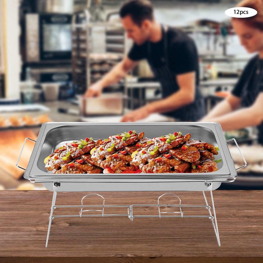 12pcs Foldable Chafing?Wire Racks Full Size Catering Buffet Stand Serving Tray