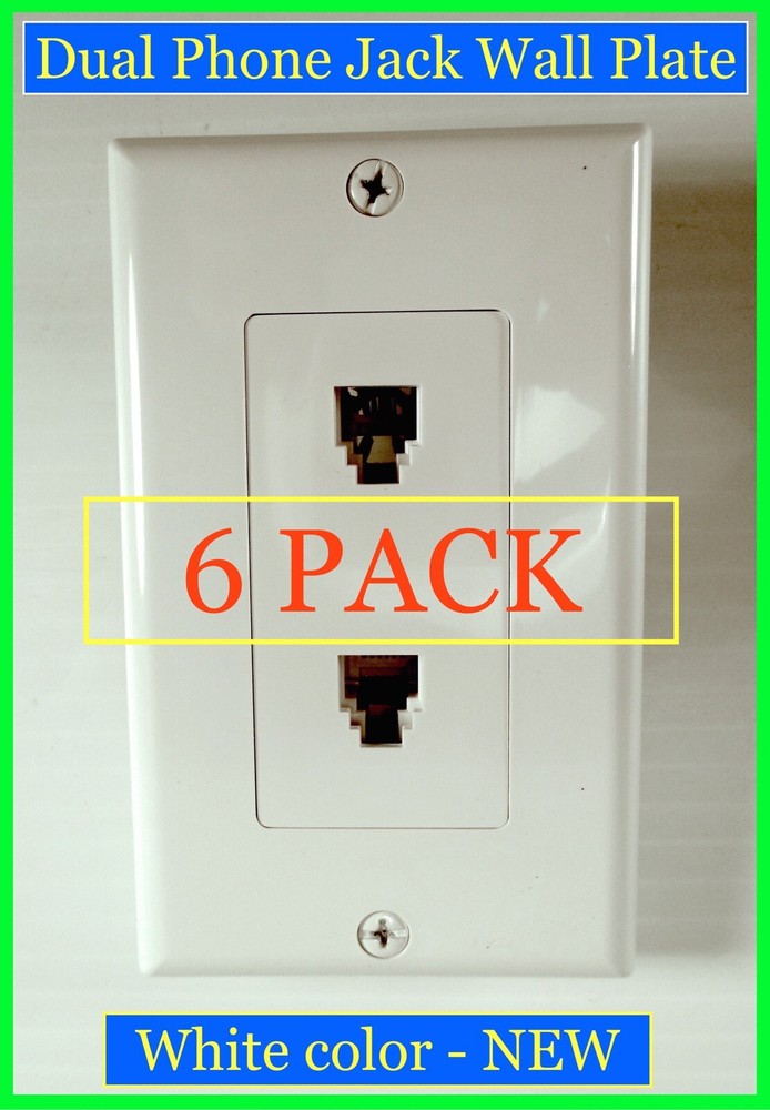 Phone Jack Wall Outlet Plate Modular DUAL DUPLEX 40944 6 Pack Flush Mount NEW