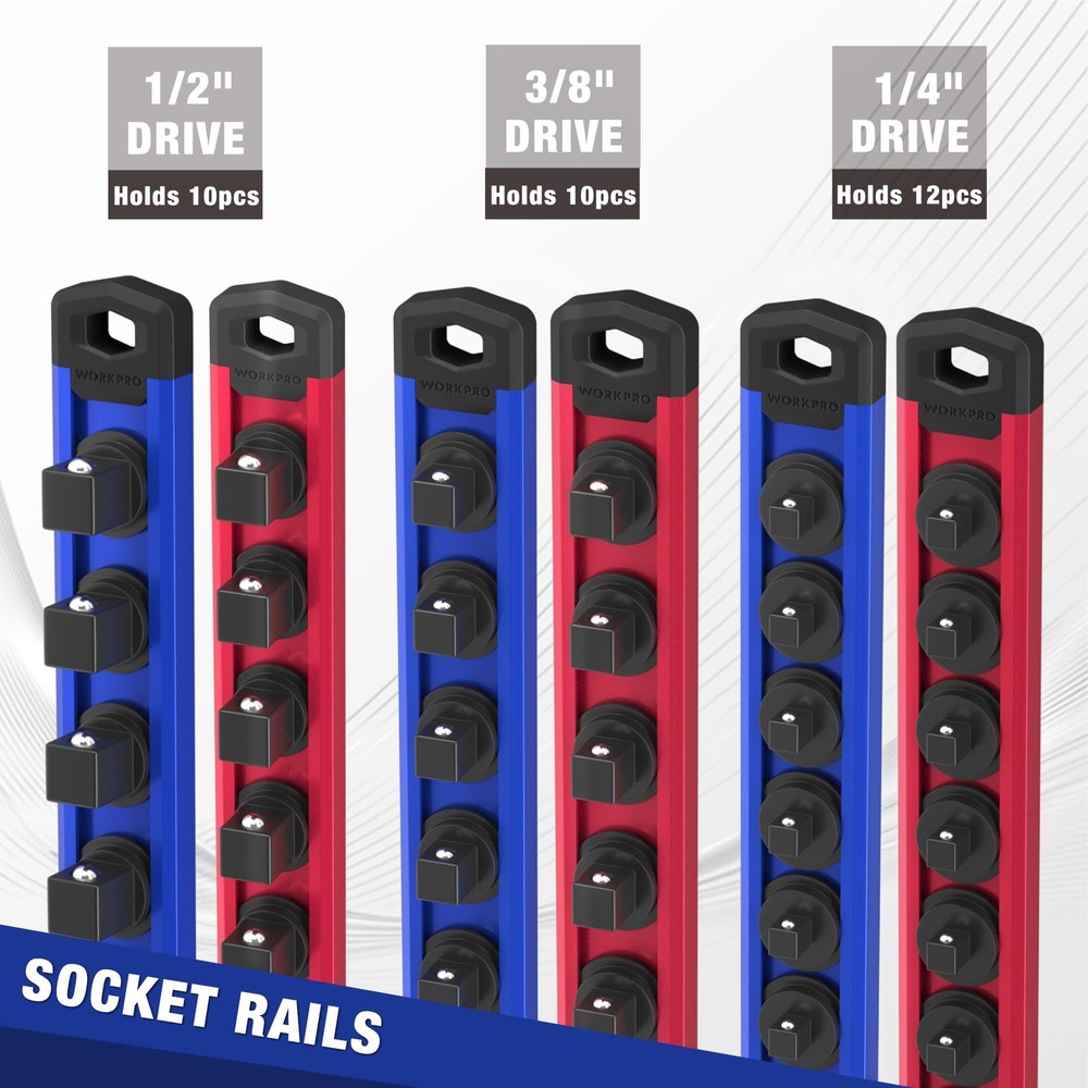 WORKPRO 8-Piece Magnetic Socket Organizer and Wrench Set,...