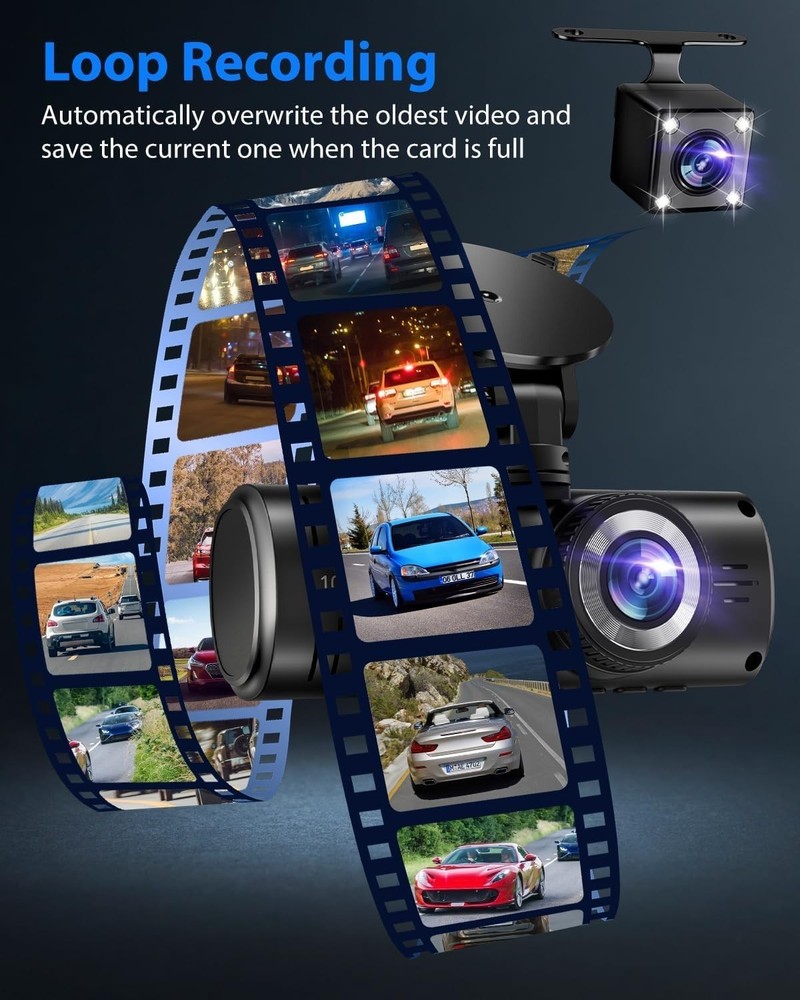Triple Dash Camera 170° Front + 150° Cabin + Rear Waterproof