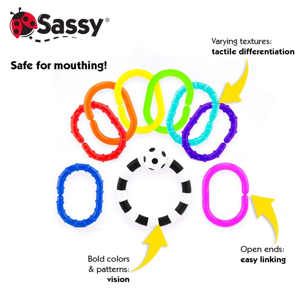 9 Piece Linking Toy Set Tactile Exploration and Visual Stimulation for Babies