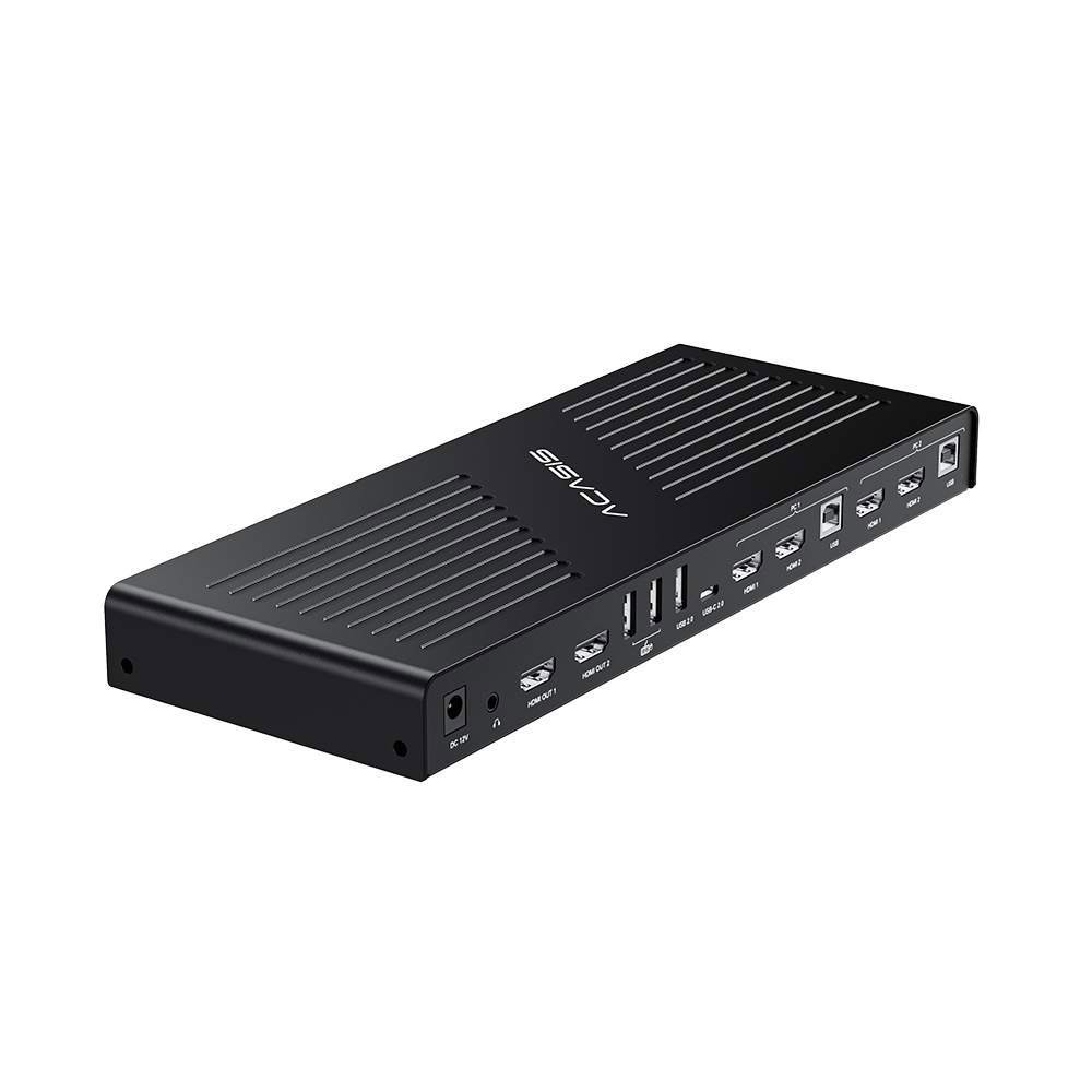 Acasis 4K 60Hz HDMI 2 Monitors 2 Computers Type-C DisplayPort KVM Switch