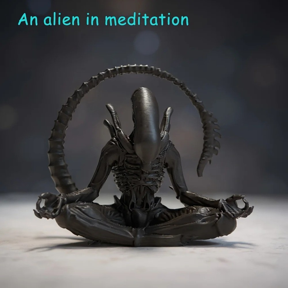 An alien ornament in meditation, creatively designed to create a personalized