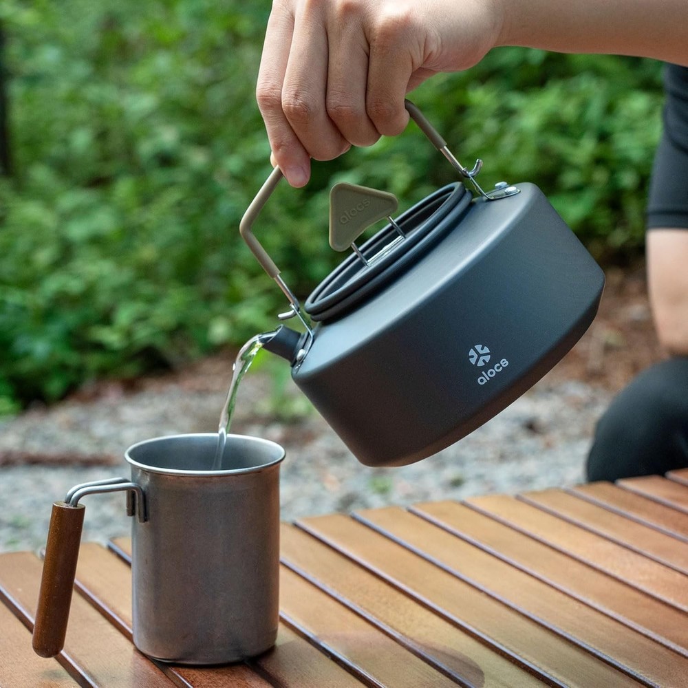 Camping Kettle - 1L Mini Camp Kettle - Portable Camping Tea Kettle - Lightweight