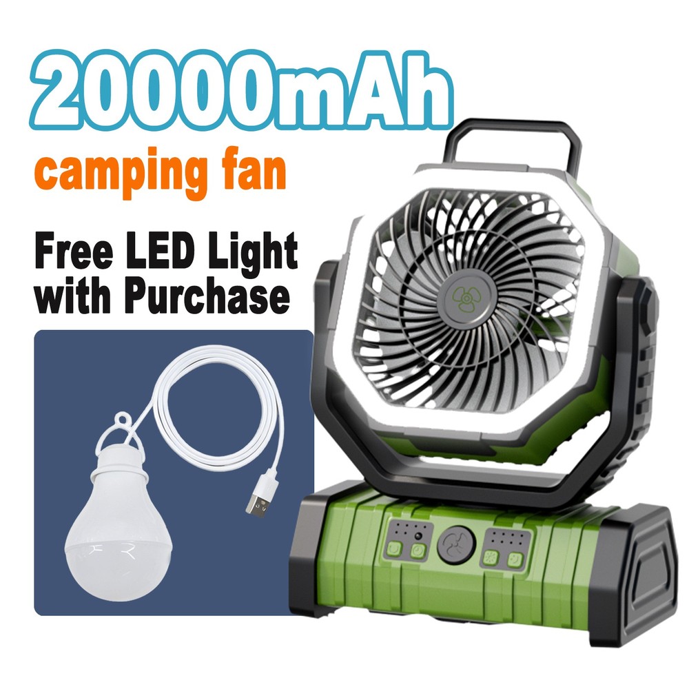 20000mAh Camping Fan Combo - USB LED Light & LED Emergency Light