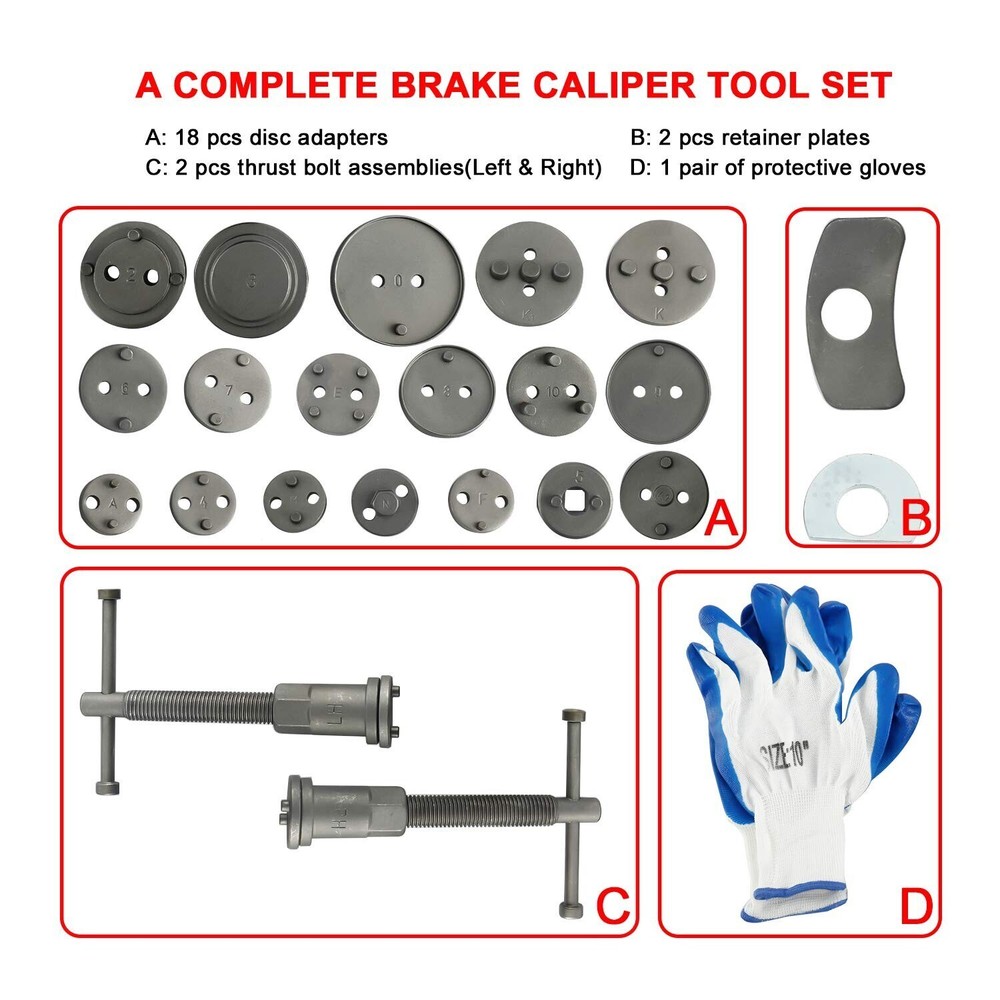24 Pack Disc Brake Caliper Compressor Wind Back Tool Set Professional Tools Kit