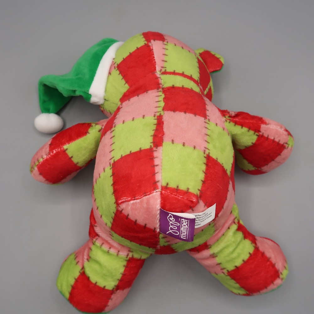 MultiPet Bear Patch Stuffed Animal Holiday Santa Hat Plush for Pets