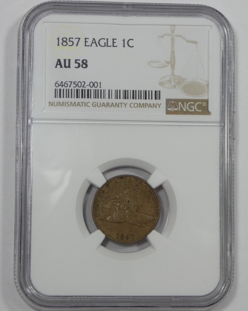 1857 Flying Eagle Cent CERTIFIED NGC AU 58