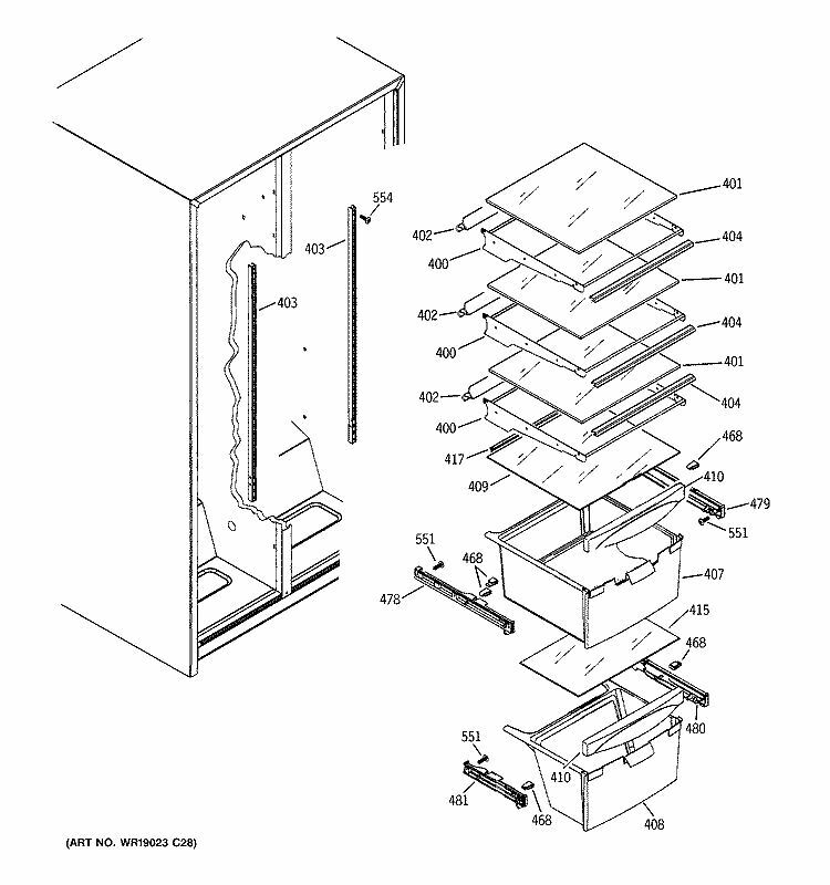 Right Drawer Slide Rail Compatible with GE Refrigerator WR72X240