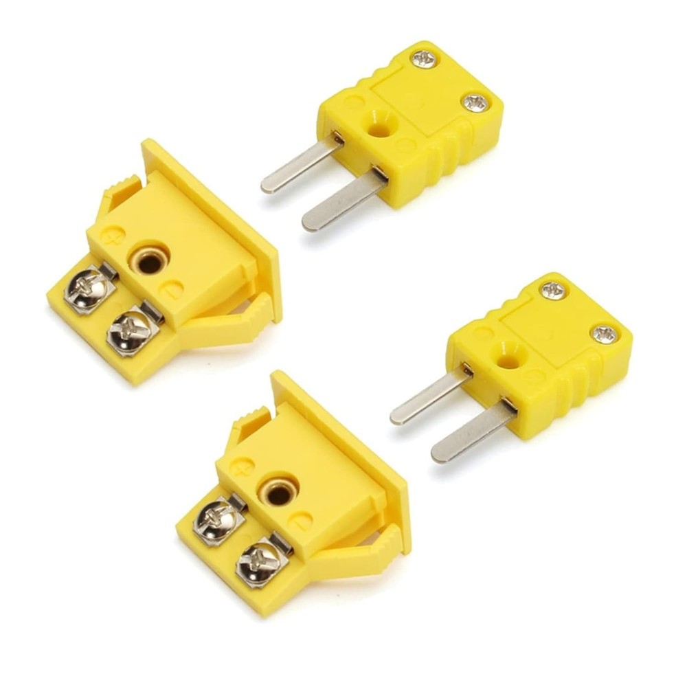 2 Set K-Type Panel Mount Thermocouple Miniature Socket and Plug Connector Yellow