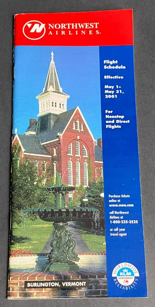 Northwest Airlines Timetable Effective May 1, 2001