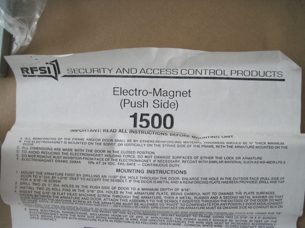 RFSI 1510-24VDC Surface Mounted Electromagnetic Door Lock