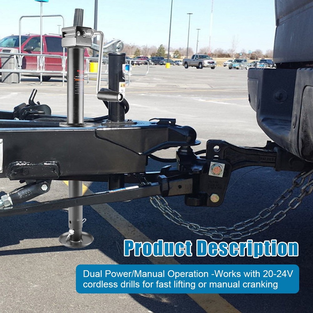 Drill-Powered Adjustable 23" Lift 5000lbs A-Frame Trailer Jack Tongue Stand