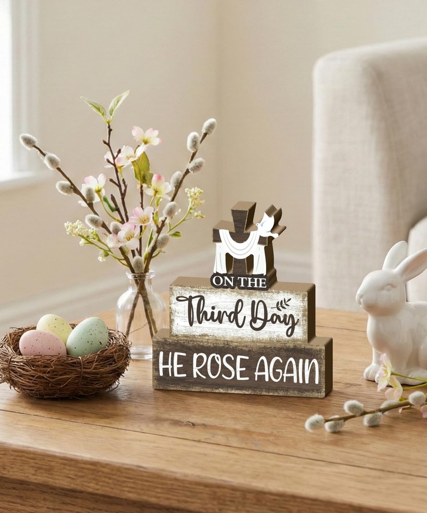 Putuo Decor Easter Table Decoration, On The Third White Cloth Resurrection