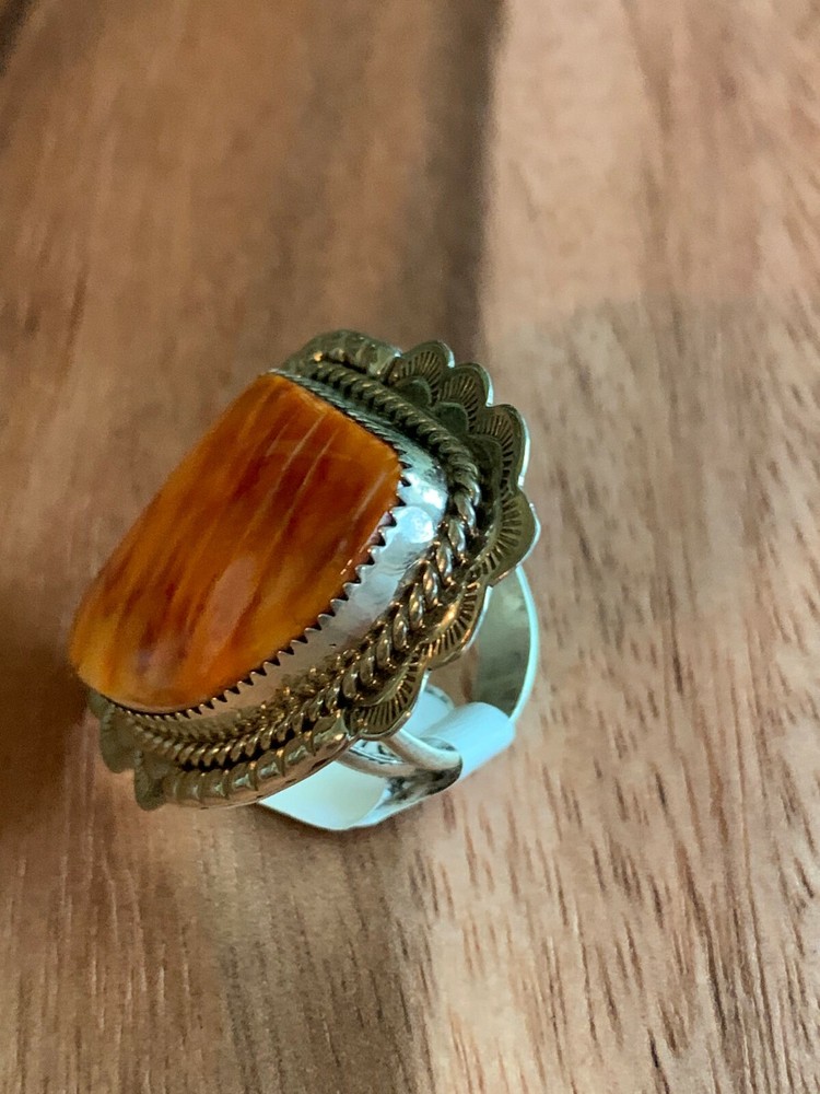 ORANGE ~ SPINY STERLING ~ RING (7.50)