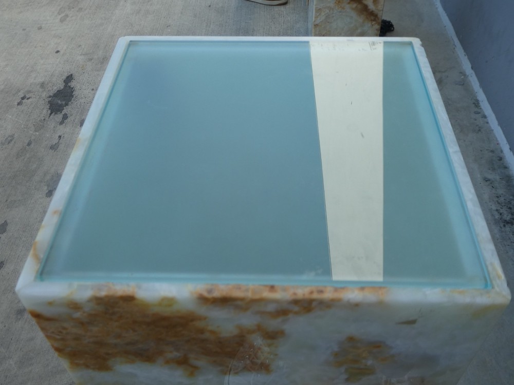 LARGE POST MODERN ONYX PEDESTAL WITH INTERIOR LIGHT